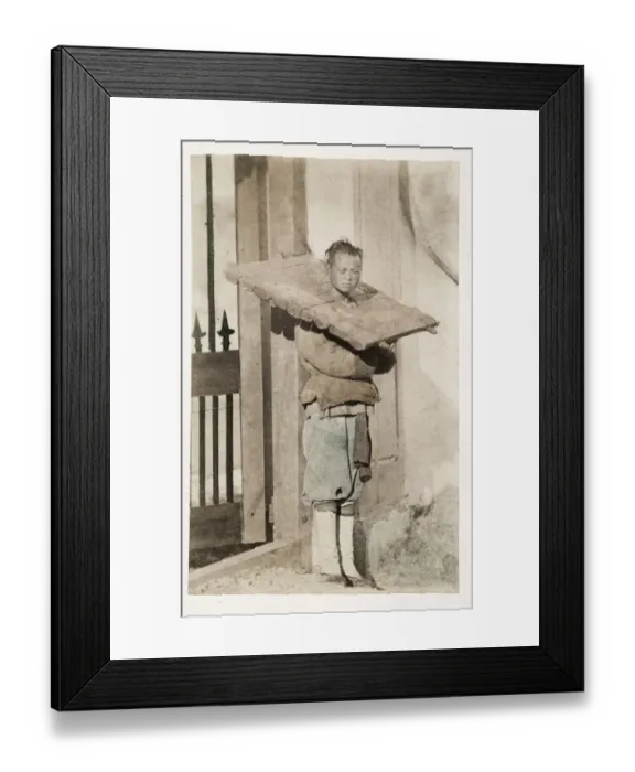 Framed Print : Vintage 19th century photograph: John Thomson carte de visite China: man in a cangue Framed Print : Vintage 19th century photograph: John Thomson carte de visite China: man in a cangue