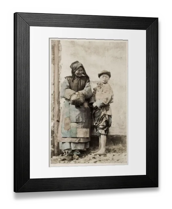 Framed Print : Vintage 19th century photograph: John Thomson carte de visite China: beggars on street Framed Print : Vintage 19th century photograph: John Thomson carte de visite China: beggars on street