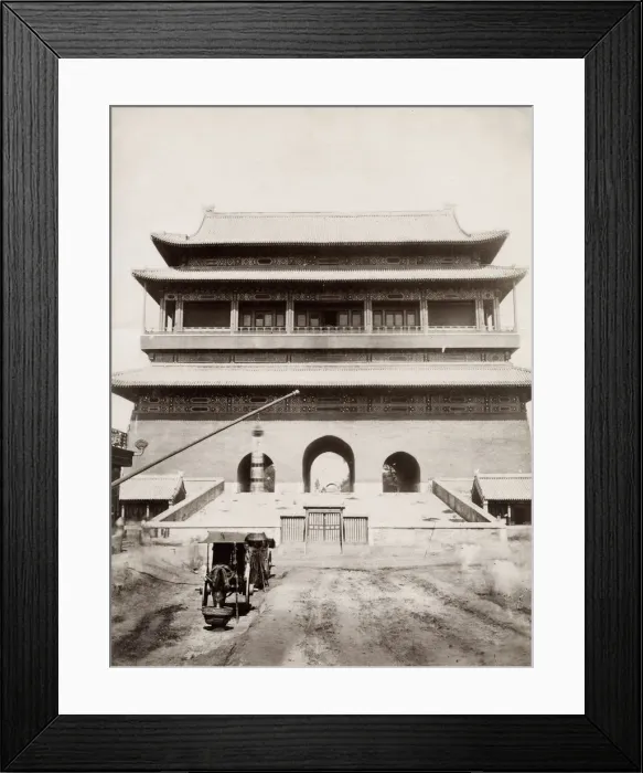 Framed Print : Vintage 19th century photograph: Gate, horse and carriage, Peking, Beijing, China Framed Print : Vintage 19th century photograph: Gate, horse and carriage, Peking, Beijing, China