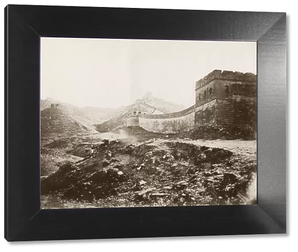 Vintage 19th century photograph: Great Wall, near Peking, Beijing, China