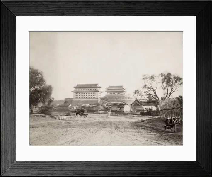 Framed Print : Vintage 19th century photograph: Unusual view city walls and gate, Peking, Beijing, China Framed Print : Vintage 19th century photograph: Unusual view city walls and gate, Peking, Beijing, China