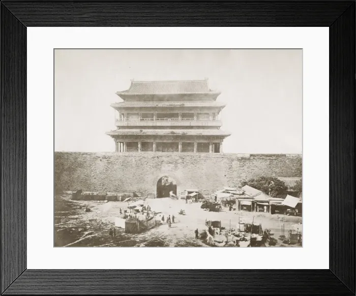 Framed Print : Vintage 19th century photograph: City gate and wall, Peking, Beijing, China Framed Print : Vintage 19th century photograph: City gate and wall, Peking, Beijing, China