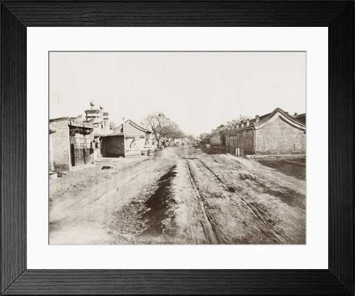 Framed Print : Vintage 19th century photograph: Street with cart ruts, Peking, Beijing, China Framed Print : Vintage 19th century photograph: Street with cart ruts, Peking, Beijing, China