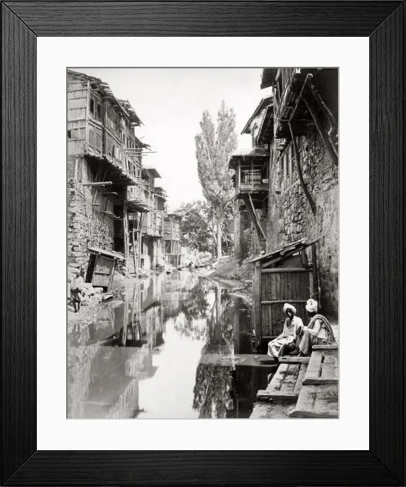 Framed Print : c. 1880s India - river scene with house, probably Kashmir Framed Print : c. 1880s India - river scene with house, probably Kashmir