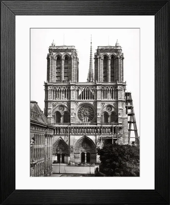 Framed Print : c. 1880s - France Paris Catherdral of Notre Dame, scaffolding up the side Framed Print : c. 1880s - France Paris Catherdral of Notre Dame, scaffolding up the side