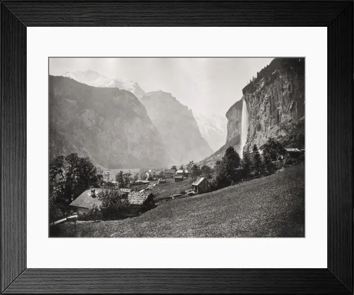 Framed Print : Vintage late 19th century photograph - Laurebrunnen and the Staubbach Waterfall Framed Print : Vintage late 19th century photograph - Laurebrunnen and the Staubbach Waterfall