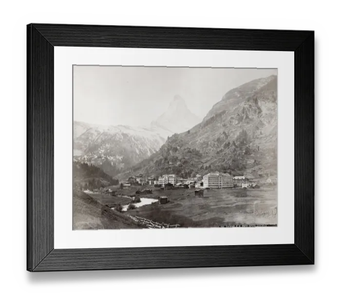Framed Print : Vintage late 19th century photograph - village of Zermatt and Mont Cervin Palace Hotel Framed Print : Vintage late 19th century photograph - village of Zermatt and Mont Cervin Palace Hotel