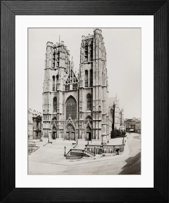 Framed Print : Vintage late 19th century photograph - Brussels, Eglise St Godule, Belgium Framed Print : Vintage late 19th century photograph - Brussels, Eglise St Godule, Belgium