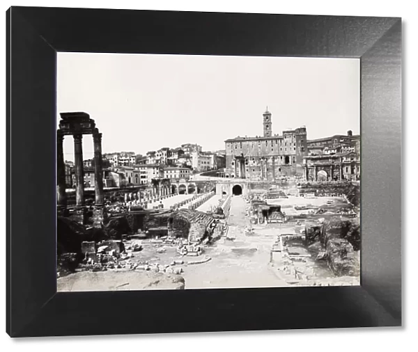 Vintage late 19th century photograph - ancient Roman ruins in the Forum in Rome, Italy