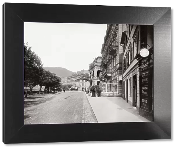Vintage 19th century photograph - street scene, Kalsbad, Karlovy Vary, Czech Republic