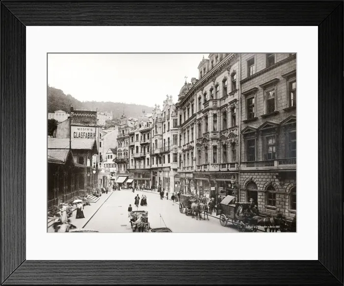 Framed Print : Vintage 19th century photograph - street scene, Kalsbad, Karlovy Vary, Czech Republic Framed Print : Vintage 19th century photograph - street scene, Kalsbad, Karlovy Vary, Czech Republic