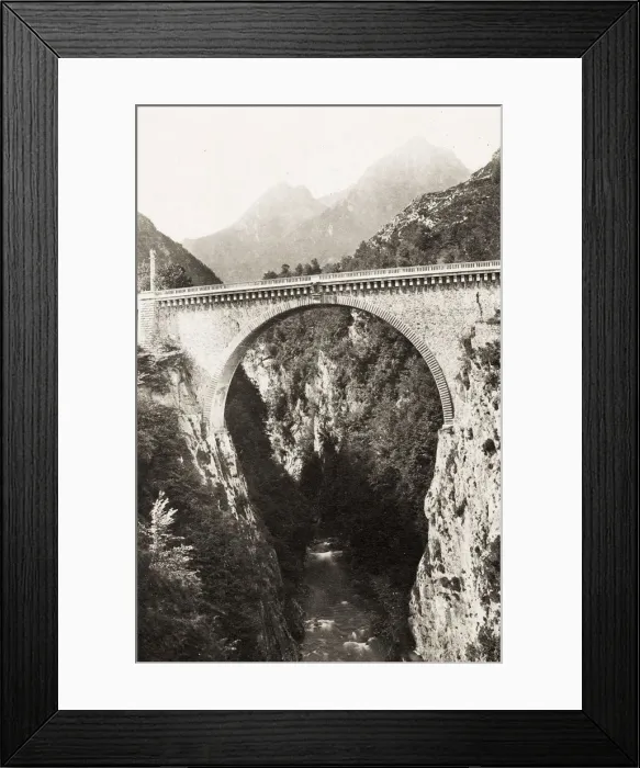 Framed Print : Vintage 19th century photograph - The Napoleon bridge, Luz Saint Sauveur, Hautes Pyrenees Framed Print : Vintage 19th century photograph - The Napoleon bridge, Luz Saint Sauveur, Hautes Pyrenees