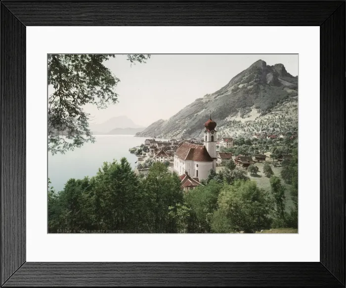 Framed Print : Vintage 19th century photograph - Gersau is a municipality Framed Print : Vintage 19th century photograph - Gersau is a municipality