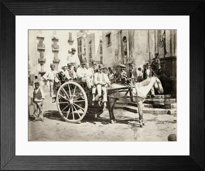 Framed Print : 19th century vintage photograph: horse and cart, passenger carriage, hackney Framed Print : 19th century vintage photograph: horse and cart, passenger carriage, hackney