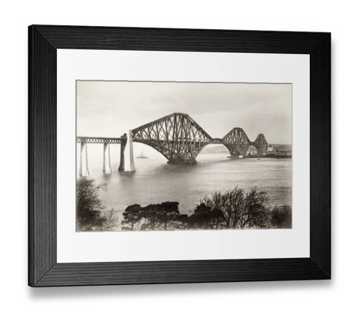 Framed Print : 19th century vintage photograph: view of the railway bridge over the Firth of Forth Framed Print : 19th century vintage photograph: view of the railway bridge over the Firth of Forth
