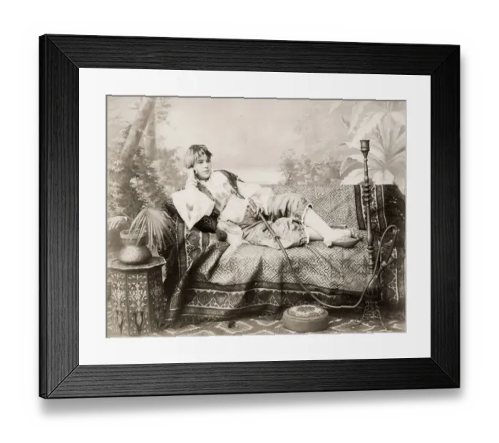 Framed Print : 19th century vintage photograph: young woman from either Egypt or Turkey on a chaise Framed Print : 19th century vintage photograph: young woman from either Egypt or Turkey on a chaise