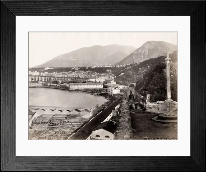 Framed Print : 19th century vintage photograph: view of Castellammare. Castellammare di Stabia is a Framed Print : 19th century vintage photograph: view of Castellammare. Castellammare di Stabia is a