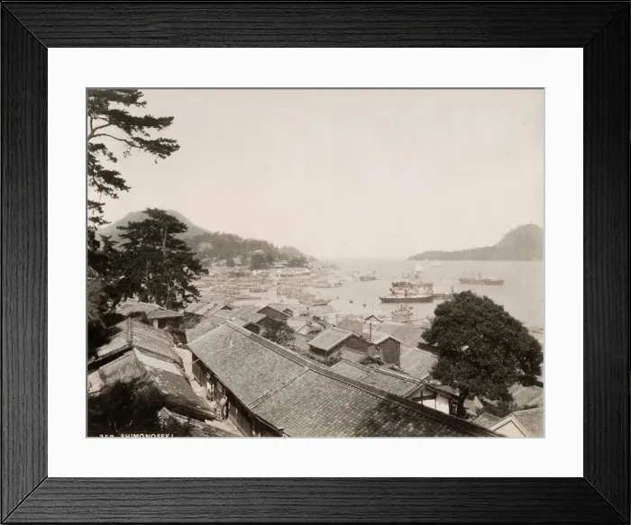 Framed Print : 19th century vintage photograph: ships in the harbour at Shimonoseki Framed Print : 19th century vintage photograph: ships in the harbour at Shimonoseki