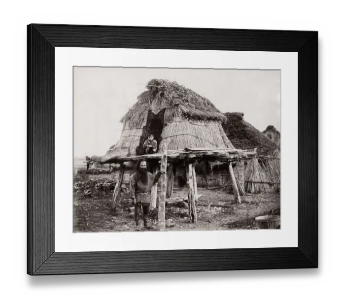 Framed Print : 19th century vintage photograph: Japan - portrait of an Ainu Aino man Framed Print : 19th century vintage photograph: Japan - portrait of an Ainu Aino man