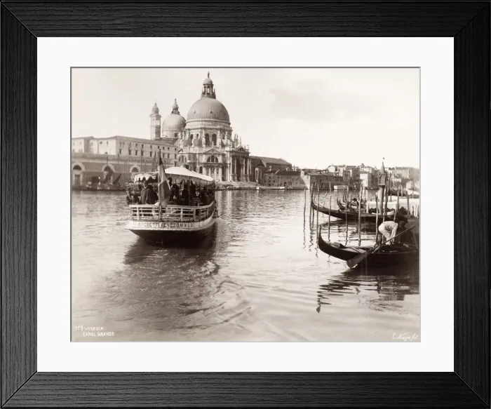 Framed Print : 19th century vintage photograph: tourist boaat and gondolas on the Grand Canal, Venice Framed Print : 19th century vintage photograph: tourist boaat and gondolas on the Grand Canal, Venice