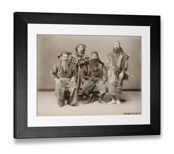Framed Print : 19th century vintage photograph: Japan - portrait of an Ainu Aino group from Hokkaido Framed Print : 19th century vintage photograph: Japan - portrait of an Ainu Aino group from Hokkaido