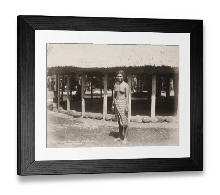Framed Print : 19th century vintage photograph: woman in Samoan village, near Apia, Burton Bros Framed Print : 19th century vintage photograph: woman in Samoan village, near Apia, Burton Bros