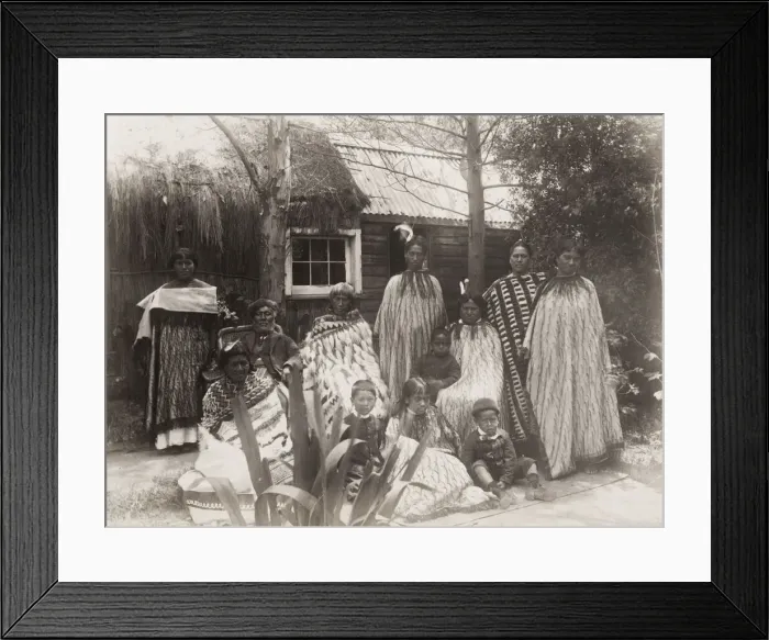 Framed Print : 19th century vintage photograph: Maori group, New Zealand, c. 1890 Framed Print : 19th century vintage photograph: Maori group, New Zealand, c. 1890