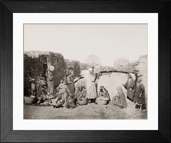 Framed Print : 19th century vintage photograph: indigenous group, southern Egypt, women and children, c Framed Print : 19th century vintage photograph: indigenous group, southern Egypt, women and children, c