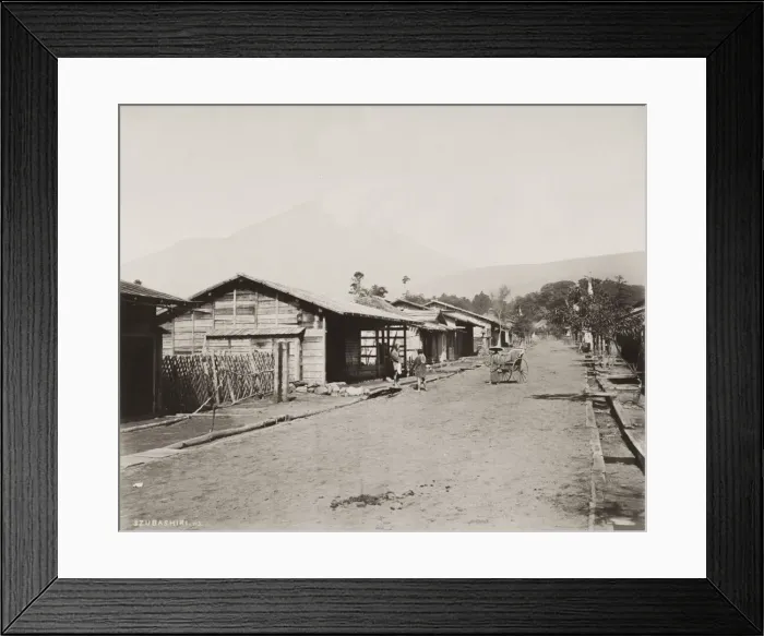 Framed Print : Vintage 19th century photograph: village of Szubashiri, Subashiri, Japan, c Framed Print : Vintage 19th century photograph: village of Szubashiri, Subashiri, Japan, c