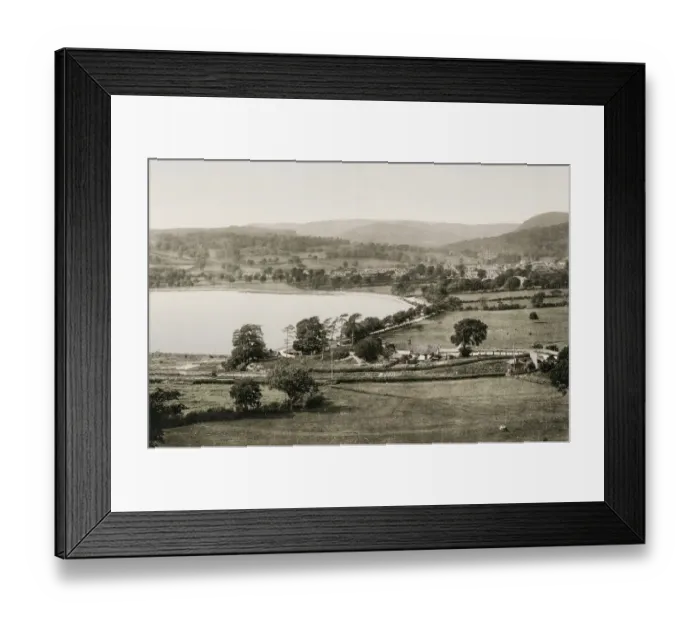 Framed Print : Vintage 19th century photograph: Bala town and lake, Wales Framed Print : Vintage 19th century photograph: Bala town and lake, Wales