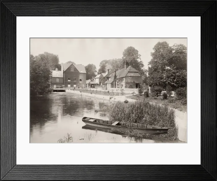 Framed Print : Vintage 19th century photograph: Whitchurch Mill and cottages Framed Print : Vintage 19th century photograph: Whitchurch Mill and cottages