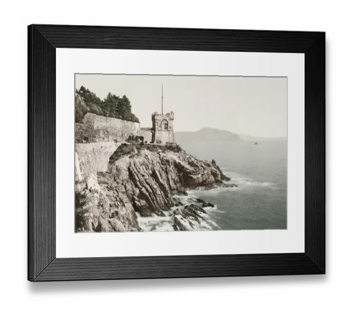 Framed Print : Vintage 19th century photograph: Gropallo Tower, Nervi Genoa, Genova, Italy Framed Print : Vintage 19th century photograph: Gropallo Tower, Nervi Genoa, Genova, Italy