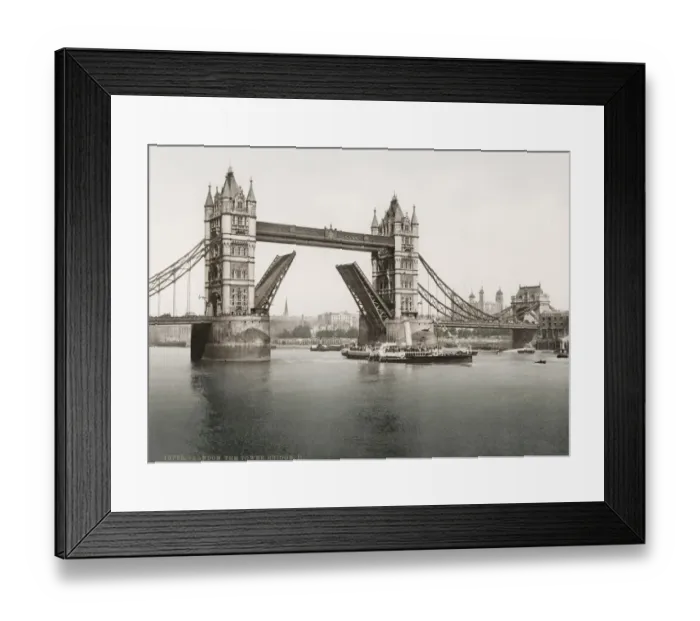 Framed Print : Vintage 19th century photograph: Tower Bridge and the River Thames, London Framed Print : Vintage 19th century photograph: Tower Bridge and the River Thames, London