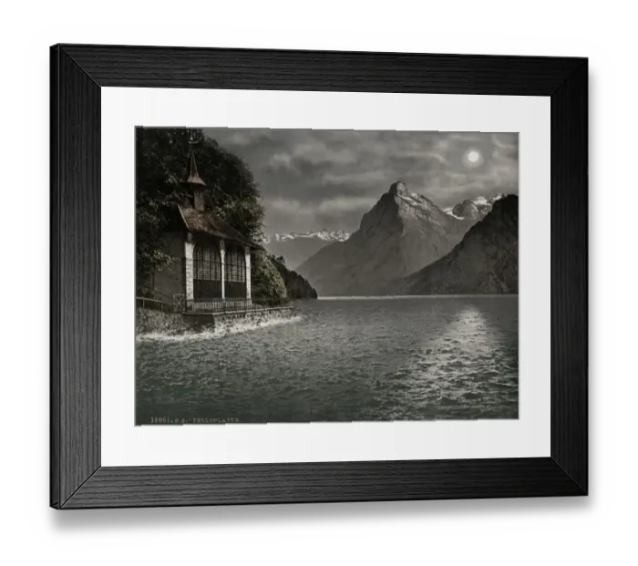 Framed Print : Vintage 19th century photograph: The Tellskapelle (Tells chapel Framed Print : Vintage 19th century photograph: The Tellskapelle (Tells chapel