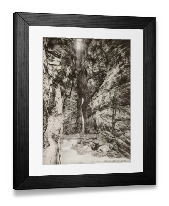 Framed Print : Vintage 19th century photograph: Grindelwald Glacier Gorge, Switzerland, Lutschine River Framed Print : Vintage 19th century photograph: Grindelwald Glacier Gorge, Switzerland, Lutschine River