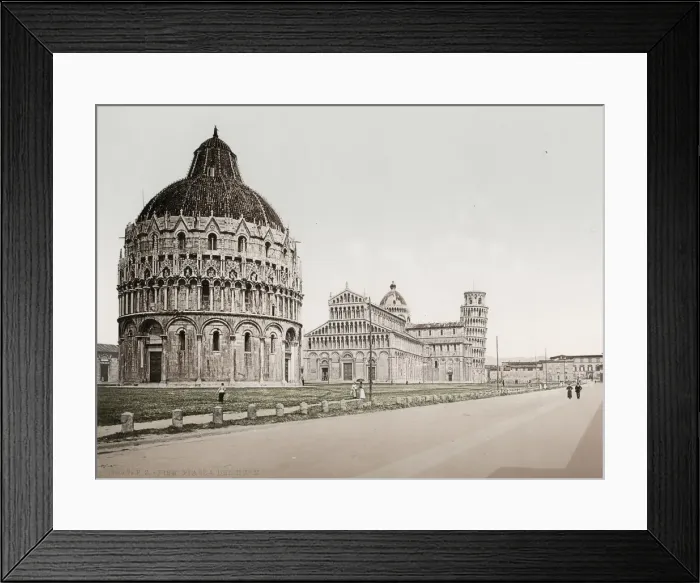 Framed Print : Vintage 19th century photograph: Baptistery, Duomo and Leaning Tower of Pisa, Italy Framed Print : Vintage 19th century photograph: Baptistery, Duomo and Leaning Tower of Pisa, Italy
