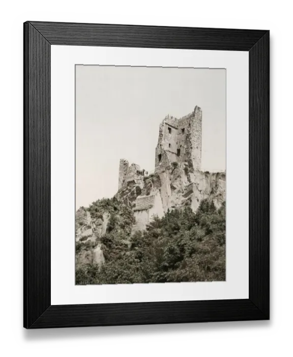 Framed Print : Vintage 19th century photograph: The ruined castle Burg Drachenfels, Cologne, Germany