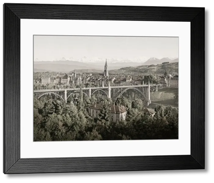 Framed Print : Vintage 19th century photograph: Bern, Berne, and the Alps, Switzerland Framed Print : Vintage 19th century photograph: Bern, Berne, and the Alps, Switzerland
