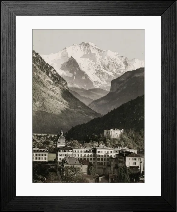 Framed Print : Vintage 19th century photograph: Interlaken hotels, Switzerland Framed Print : Vintage 19th century photograph: Interlaken hotels, Switzerland
