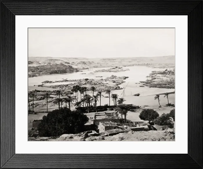 Framed Print : Vintage 19th century photograph: wide angle view of the River Nile, cataracts, Egypt Framed Print : Vintage 19th century photograph: wide angle view of the River Nile, cataracts, Egypt