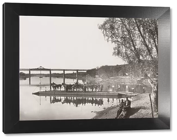 Vintage 19th century photograph: Barkly Bridge, Vaal River, South Africa