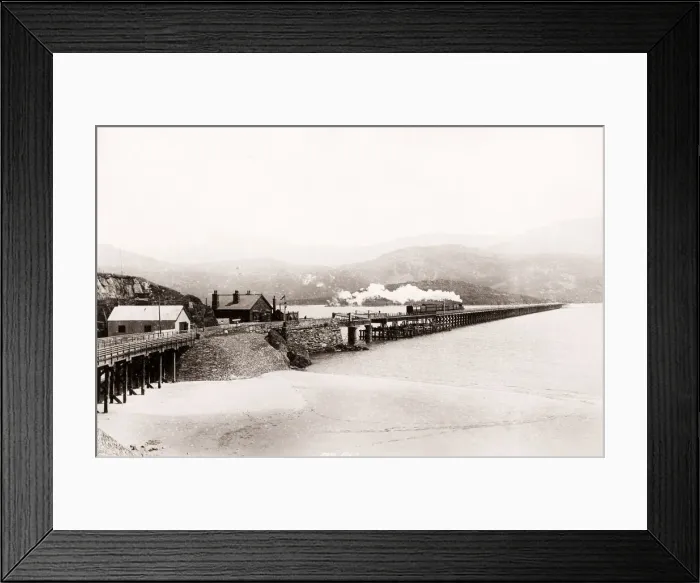 Framed Print : Vintage 19th century photograph - United Kingdom - Barmouth, Wales, bridge and estuary Framed Print : Vintage 19th century photograph - United Kingdom - Barmouth, Wales, bridge and estuary