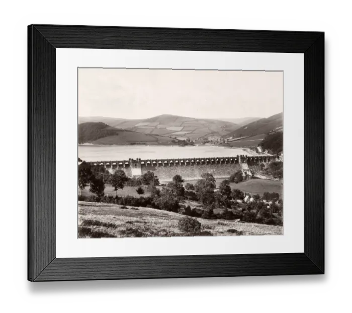 Framed Print : Vintage 19th century photograph - United Kingdom - dam at Lake Vyrnwy Framed Print : Vintage 19th century photograph - United Kingdom - dam at Lake Vyrnwy