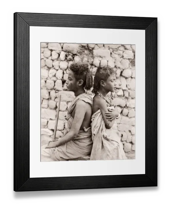 Framed Print : 19th century vintage photograph - Egypt - portrait of two young women Framed Print : 19th century vintage photograph - Egypt - portrait of two young women