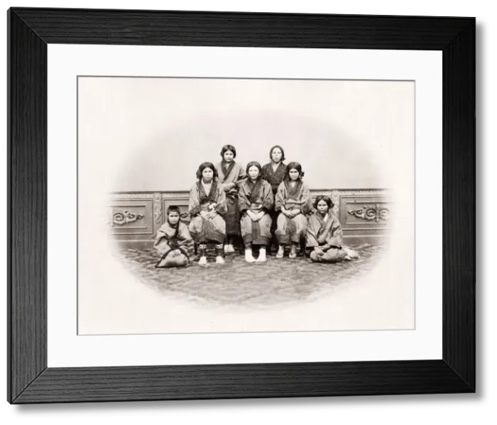 Framed Print : 19th century vintage photograph - group of Ainu Aino, indigenous people from Hokkaido Framed Print : 19th century vintage photograph - group of Ainu Aino, indigenous people from Hokkaido