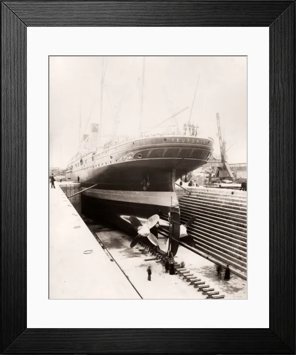 Framed Print : 1889 photograph - RMS Teutonic - from an album of images relating to the launch of Framed Print : 1889 photograph - RMS Teutonic - from an album of images relating to the launch of