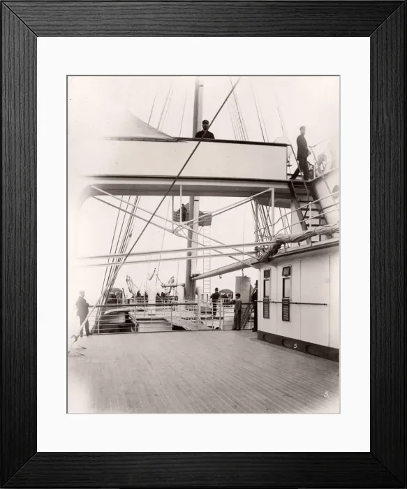 Framed Print : 1889 photograph - RMS Teutonic - from an album of images relating to the launch of Framed Print : 1889 photograph - RMS Teutonic - from an album of images relating to the launch of