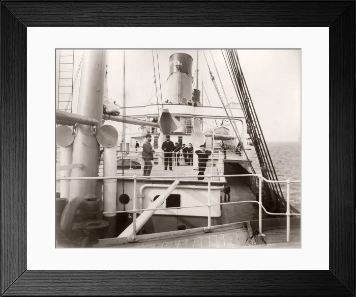 Framed Print : 1889 photograph - RMS Teutonic - from an album of images relating to the launch of Framed Print : 1889 photograph - RMS Teutonic - from an album of images relating to the launch of