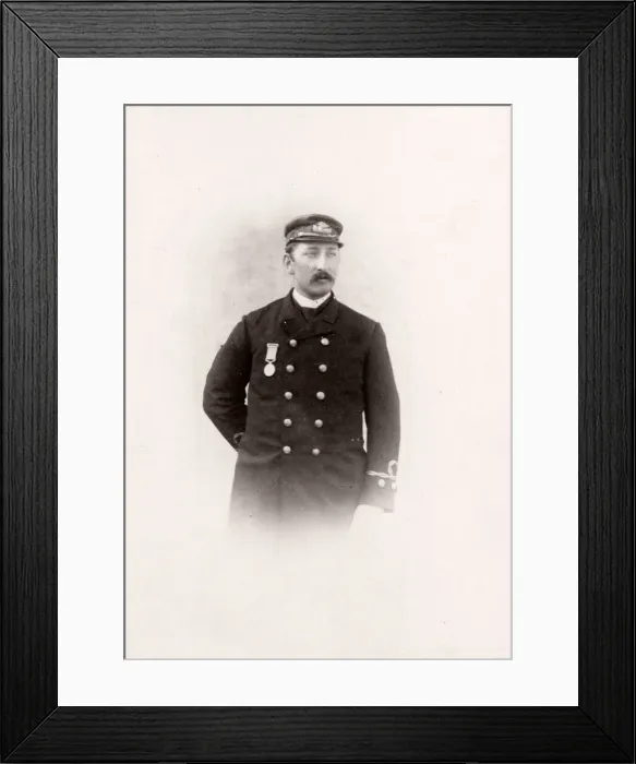 Framed Print : 1889 photograph - RMS Teutonic - from an album of images relating to the launch of Framed Print : 1889 photograph - RMS Teutonic - from an album of images relating to the launch of