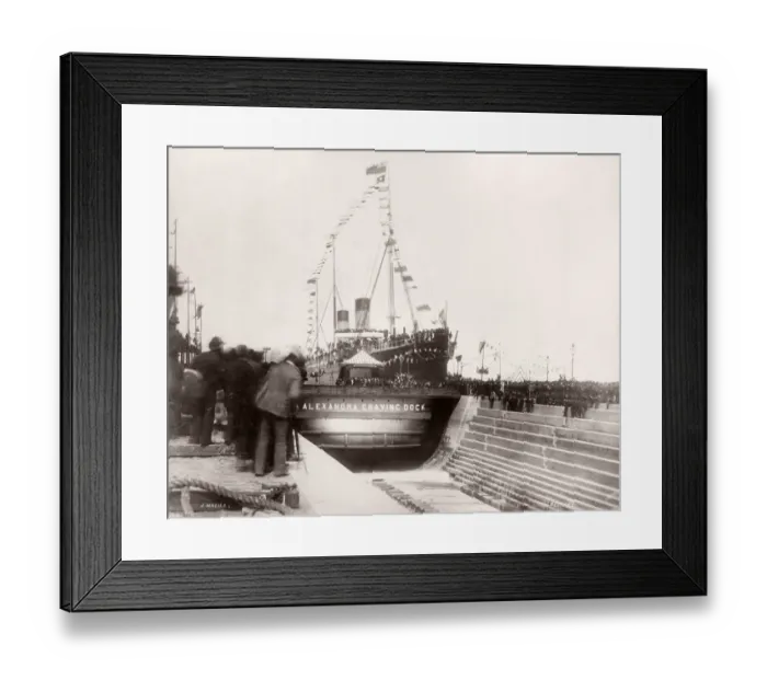 Framed Print : 1889 photograph - RMS Teutonic - from an album of images relating to the launch of